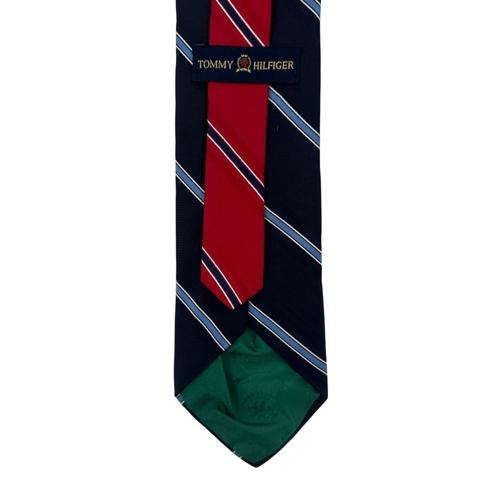 Tommy Hilfiger Striped Silk Ripp Tie Navy Blue Light Blue  Necktie USA Made Men